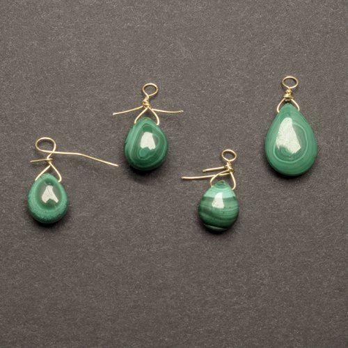 Nancy Chase's Waist Chain with Malachite Drops - , Contemporary Wire Jewelry, Loops, Wire Loop, Wrapped Wire Loop, Beads, Cut off any remaining wire from both pieces